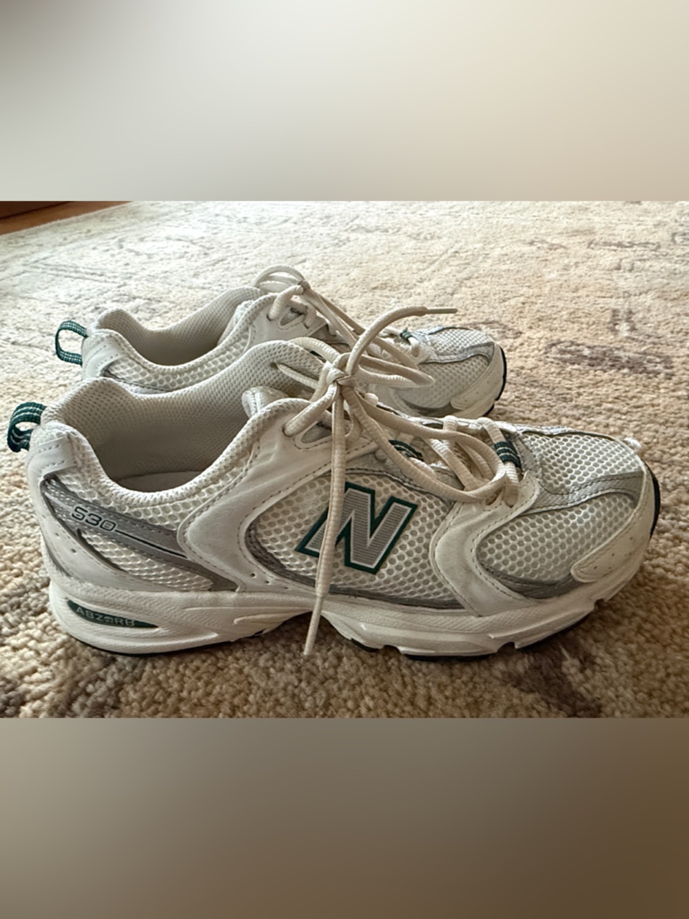 New Balance White and Green Women's Athletic Shoes